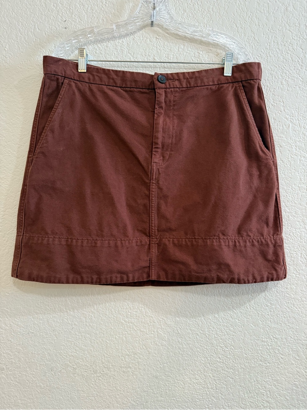 Everlane Women’s Brown Canvas Mini Skirt Cotton Utility Casual Size 16